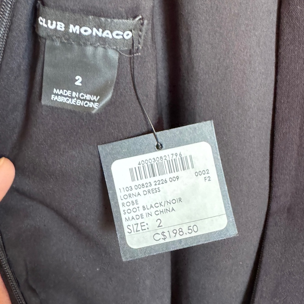 Club Monaco Fit & Flare Tiered Cocktail Dress Black Size 2 Wedding Guest Formal - Picture 7 of 15